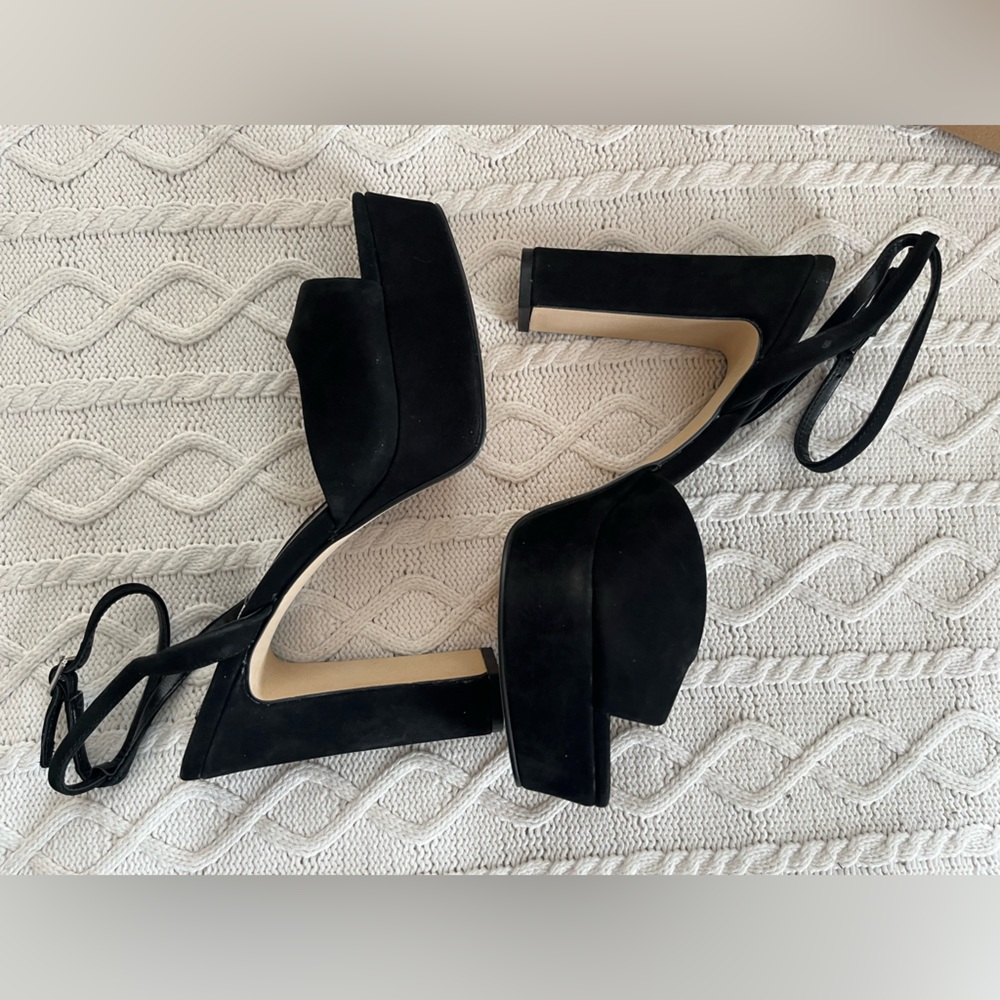 Steve Madden Black Suede Women's 5 inch  Heels Adjustable Ankle Sz 9 - Picture 12 of 16